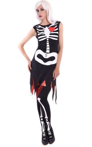 F1691 scary human skeleton cosplay costume